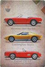 Retro Plechová cedule Maserati, Lamborghini, Ferrari