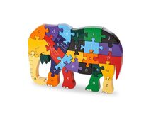 Vzdělávací dřevěné puzzle - Slon africký