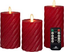 Colmore By Diga  Sada 3 LED svíček z pravého vosku červené