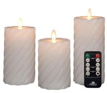 Colmore By Diga  Sada 3 LED svíček z pravého vosku bílé