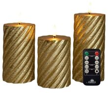 Colmore By Diga  Sada 3 LED svícek z pravého vosku zlaté