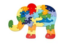 Vzdělávací dřevěné puzzle - Slon indický