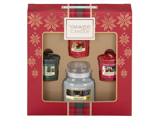 Yankee candle DS sklo1 1ks + votiv 3ks Vánoční dárková sada 2019
