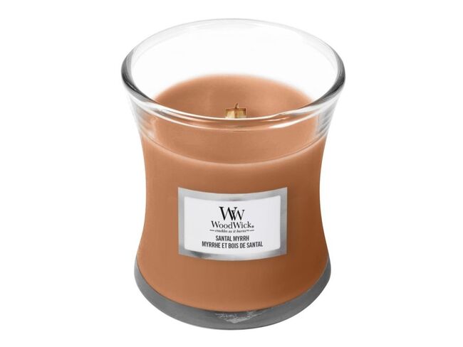 WoodWick malá svíčka Santal Myrrh