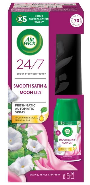 AIR WICK Spray komplet Jemný satén a Měsíční lilie 250 ml
